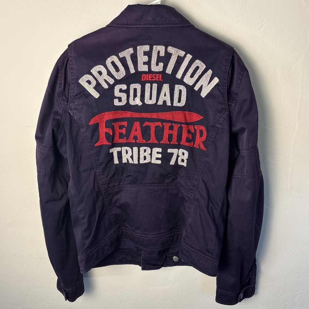 Vintage Diesel Moto Jacket Sz L Purple Protection Squad Y2K Biker Strap Grunge